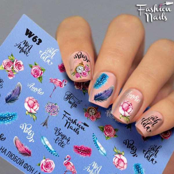 Blumen Slider Fashion Nails Sommer Bunt Design