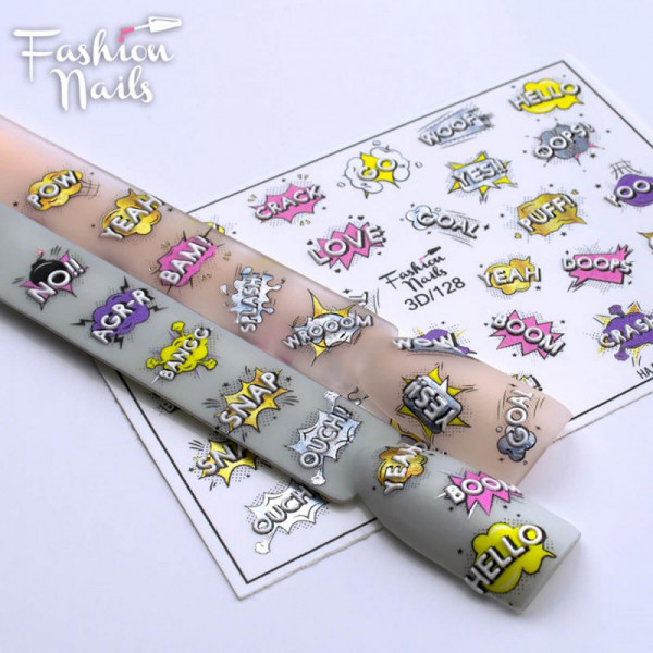 Comic Schrift 3D Nail Slider 128 Fashion Nails
