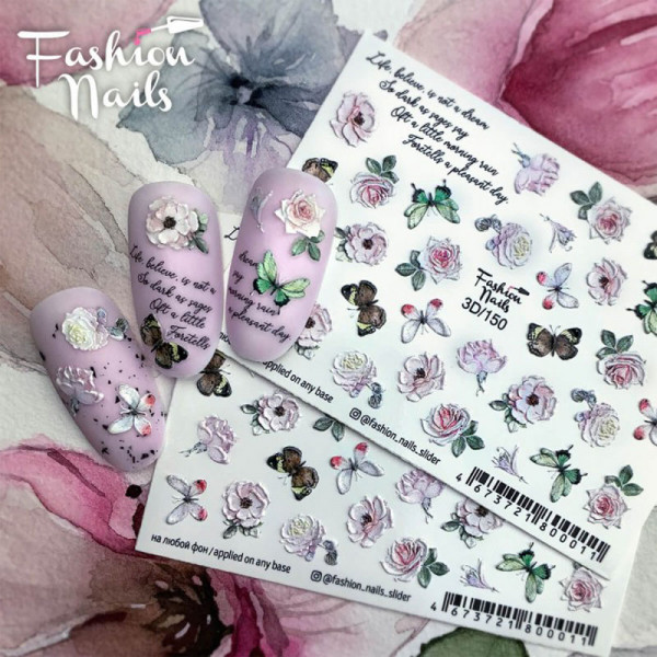 Rosen 3D Nail Slider für Fingernägel