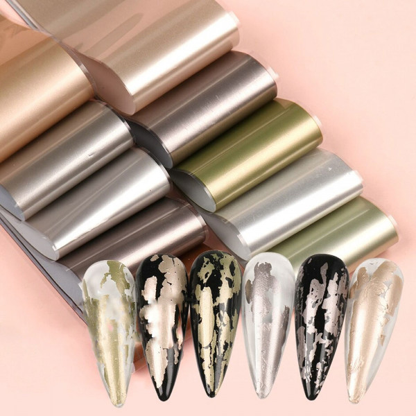 10 Transferfolien metallic Nailart modellage