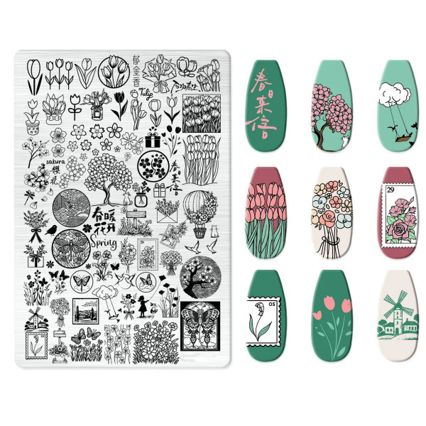 XXL Stamping schablone für den Frühling mit vielen Motiven
