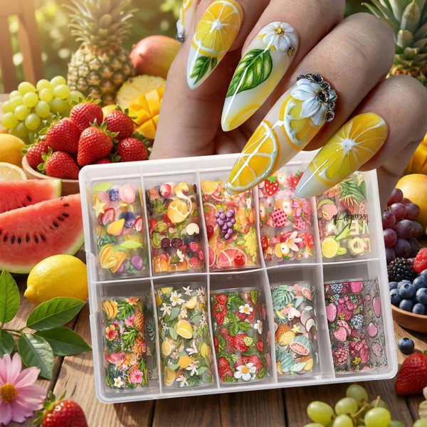 Transferfolien mit sommerlichen Nailart Obst Motiven