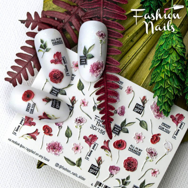 Blumen 3D Nail Slider für Fingernägel