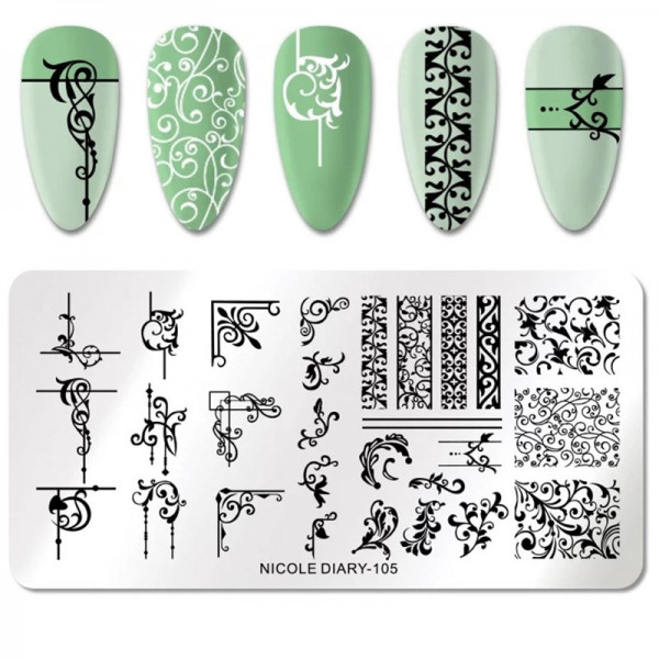 Schnörkel Stamping Schablone Nailart Nageldesign