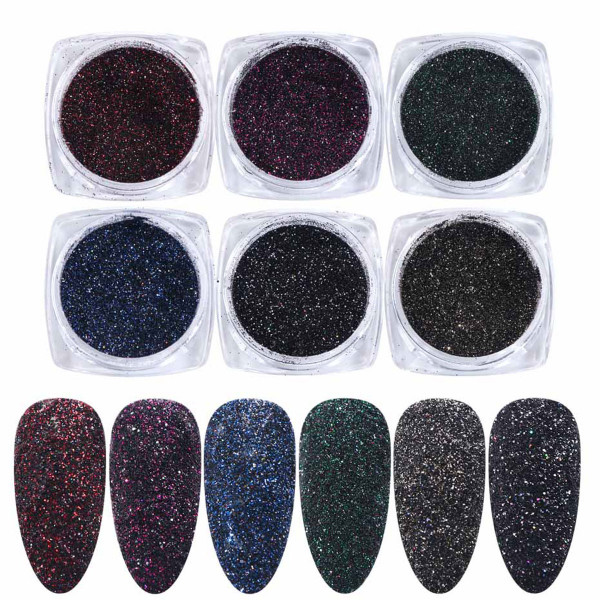 6 Glitter Mix Set für Nailart und Modellage
