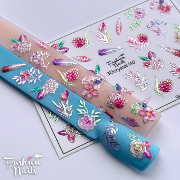 3D Crystal Slider Blumen Frühling Nailart