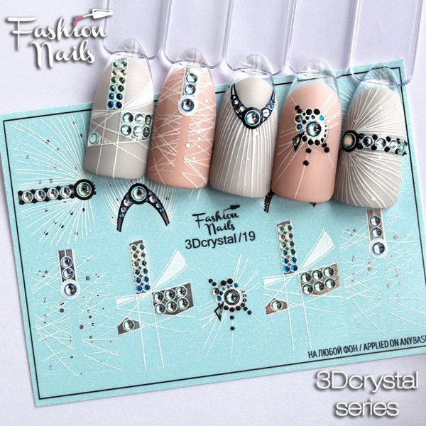 3D Crystal Nail Slider Strass Abstrakt