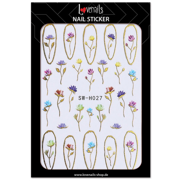 Nail Sticker Blumen metallic