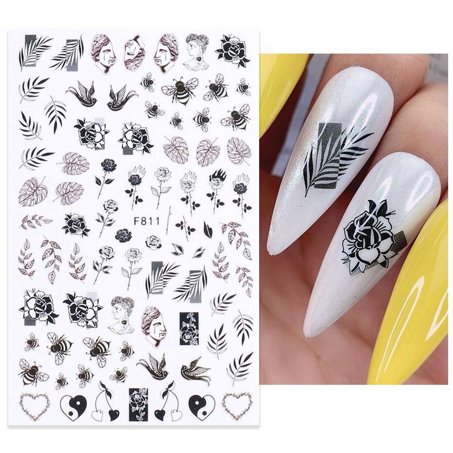 30 Blatt 3D Nagelsticker: Frühlingsblumen, Selbstklebend Für Nail Art