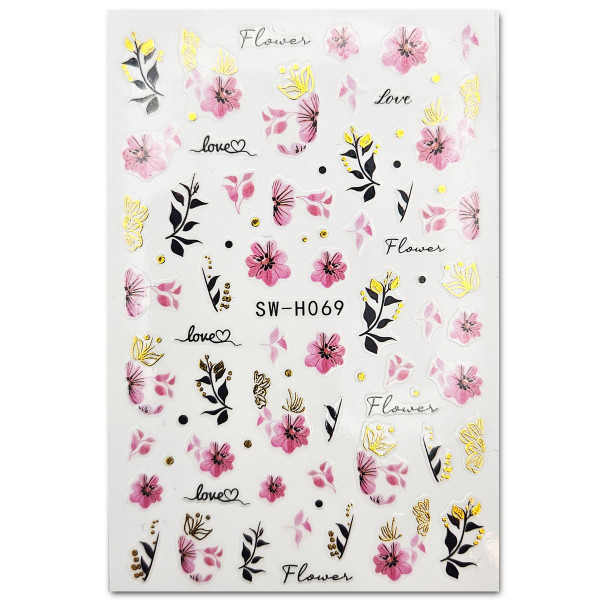 Nail Sticker Blumen metallic 7