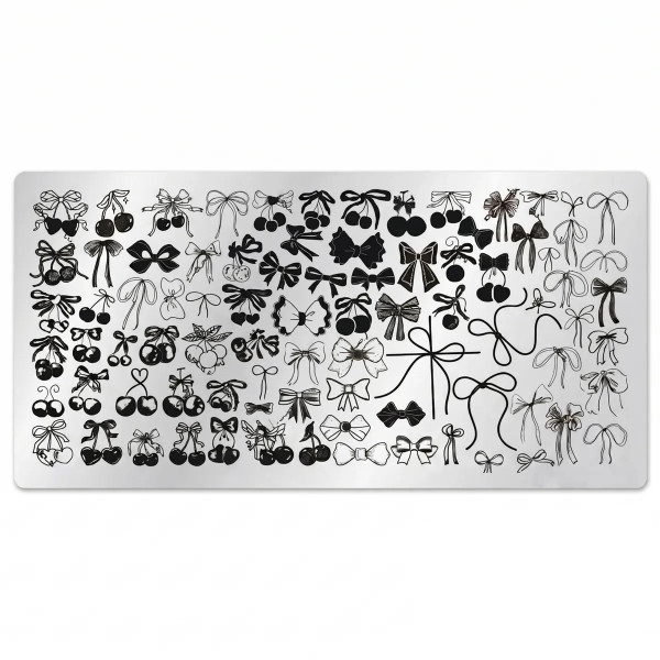 Stamping platte mit kirschen und schleifen