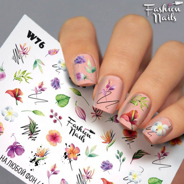 Blumen Slider Fashion Nails Sommer Bunt Design