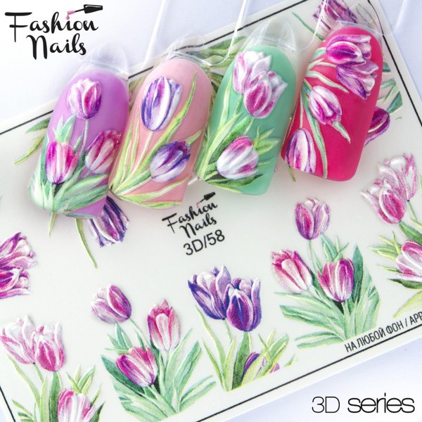 Fashion Nails 3D Slider Blumen Tulpen