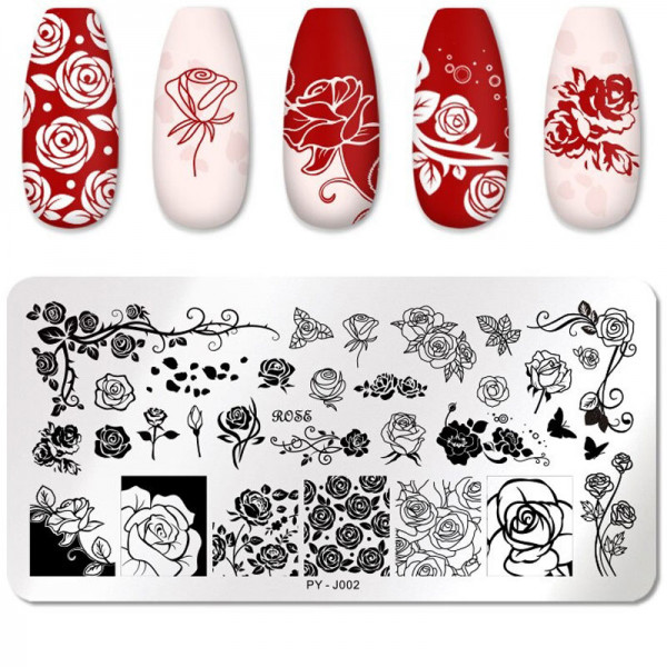 Rosen Stamping Schablone Nailart Blumen