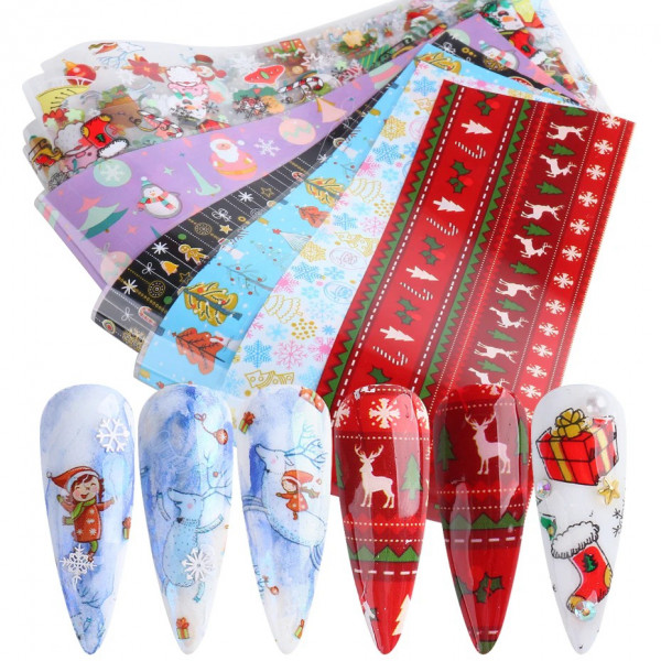 10 Transferfolien Weihnachten Xmas Nails
