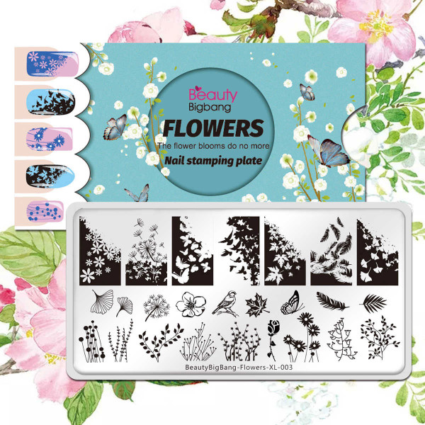 Stamping Schablone Flowers Blumen Nailart