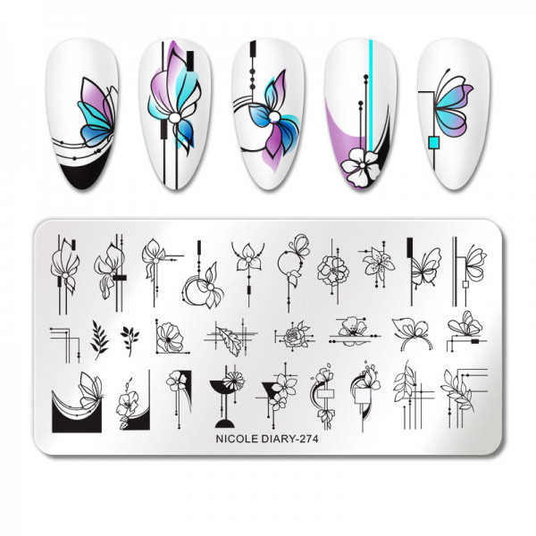 Blumen Stamping Schablone Nicole Diary Nageldesign