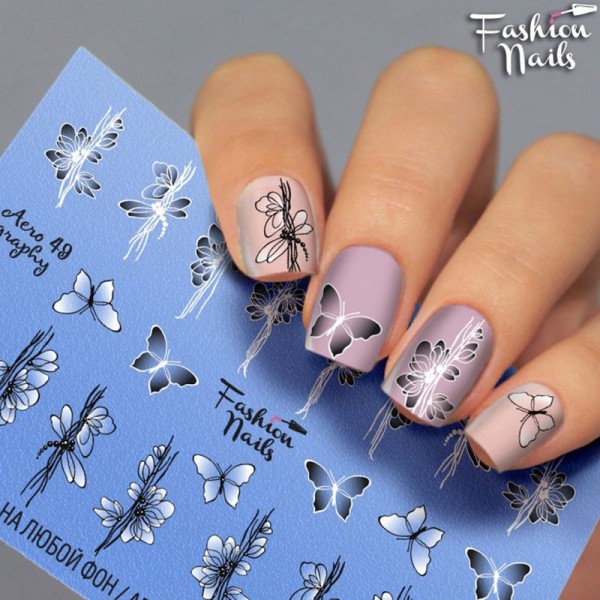 Fashion Nails Airbrush Slider Blumen Schmetterling