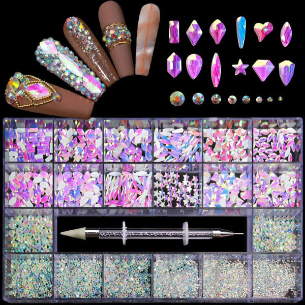 XXL Strass Box Lila AB für Nailart