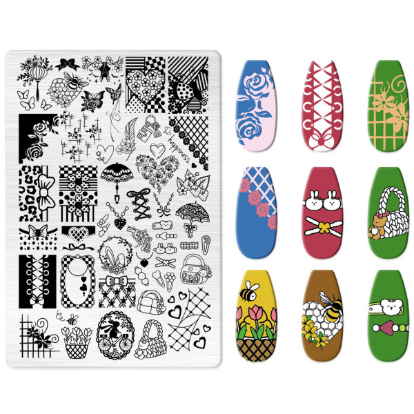 xxl stamping platte mit mix motiven zum frühling und sommer