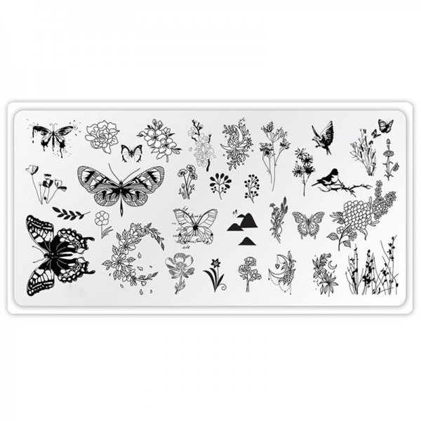 Stamping Schablone Schmetterling blumen