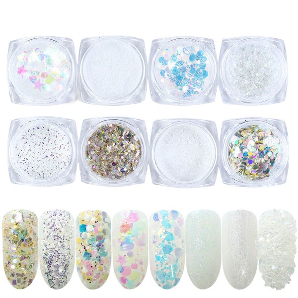 8er Holo Glitter Mix White Winter