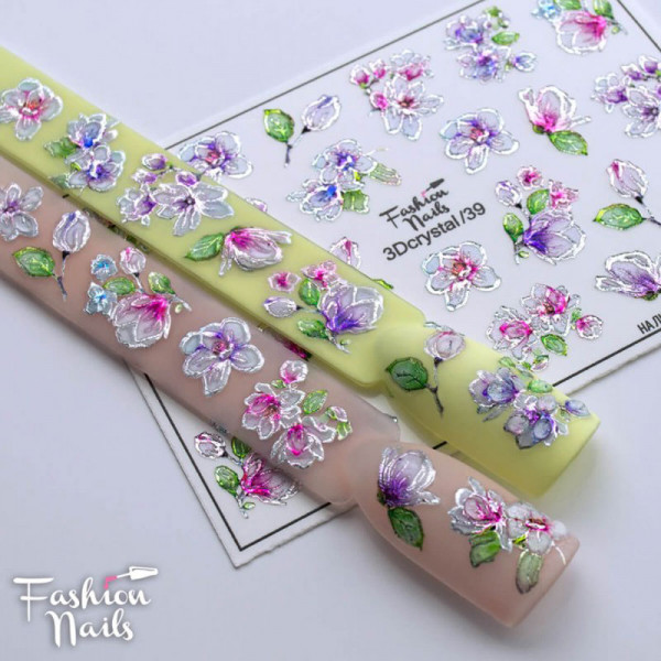 3D Crystal Slider Blumen Frühling Nailart