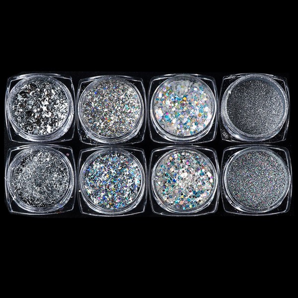 8er Holo Glitter Mix Silber