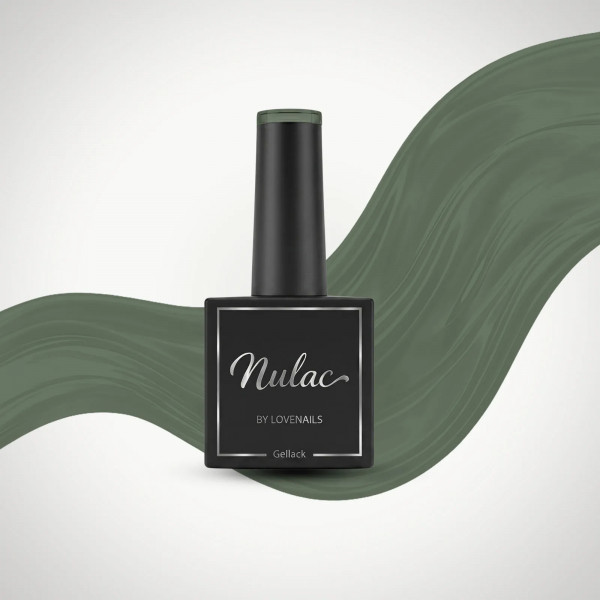 Lovenails Nulac UV Gellack Olive Grün 10ml – Edle Flasche mit echtem Farbkopf