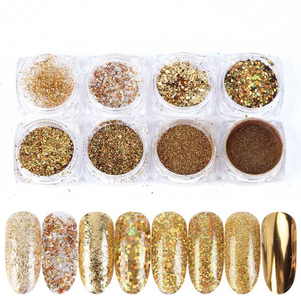 8er Holo Glitter Mix Gold Weihnachten