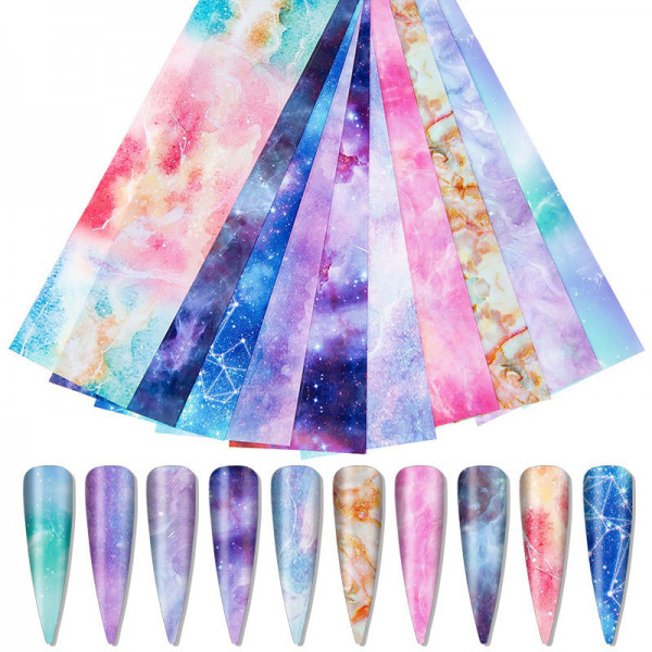 10 Transferfolien Galaxy Nailart Folie