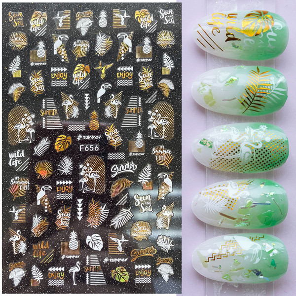 Nail Sticker Summer Nailart gold weiss