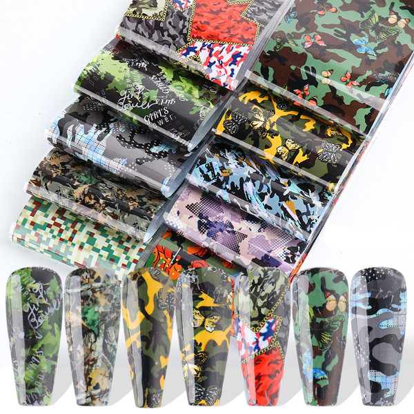 10 Transferfolien Camouflage Nailart modellage