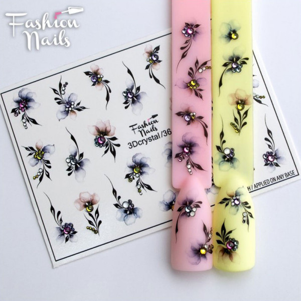 3D Crystal Slider Blumen Frühling Nailart