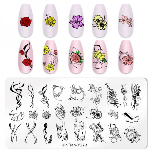 Stamping Schablone Blooming Lines