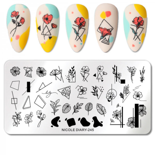 Blumen Stamping Schablone Nicole Diary Nageldesign