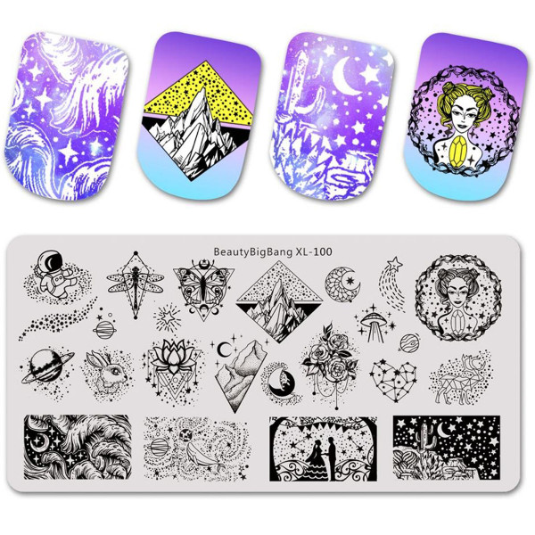 Geometrische Stamping Schablone Beauty 100