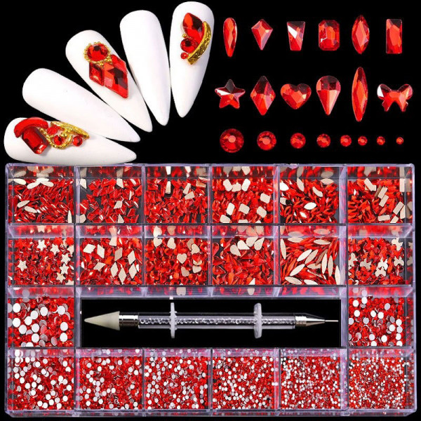 XXL Strass Box Siam Red für Nailart