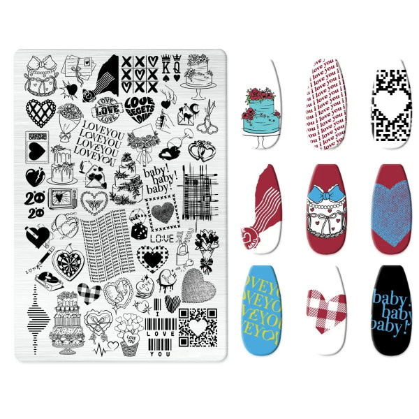 XXL Stamping Schablone Sweet Love Motive