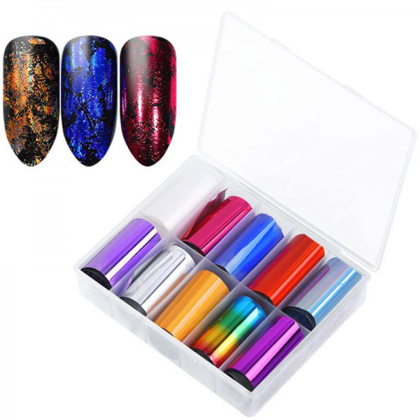 Transferfolien Box Metallic Bunt Nailart