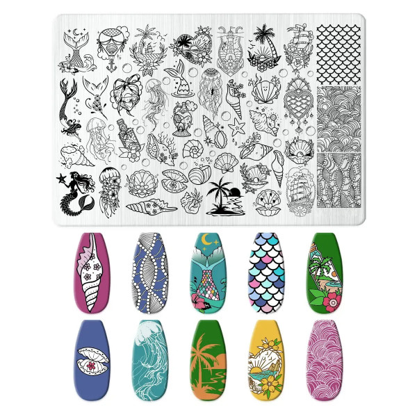Stamping Schablone mit Sommer und Meer Motiven