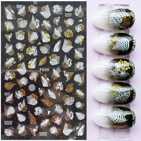 Nail Sticker Summer Nailart gold weiss