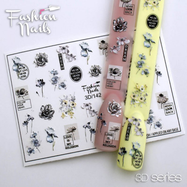 3D Nail Slider 142 Blumen