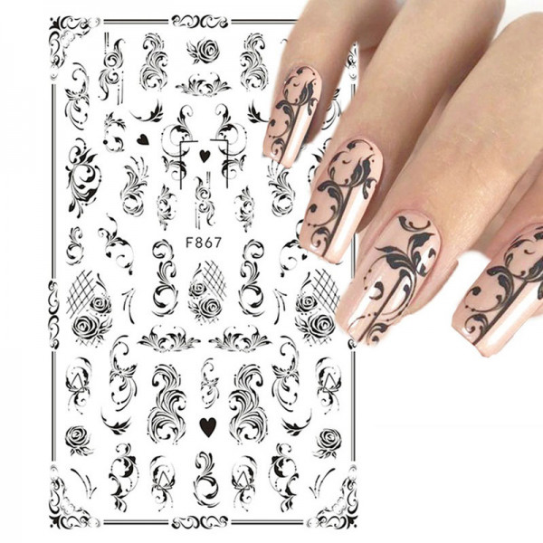 Schnörkel Nail Sticker für Nageldesign