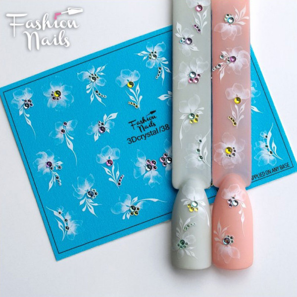 3D Crystal Slider Blumen Frühling Nailart
