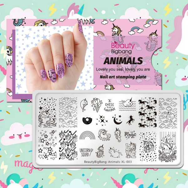 Stamping Schablone Einhorn Unicorn Nailart