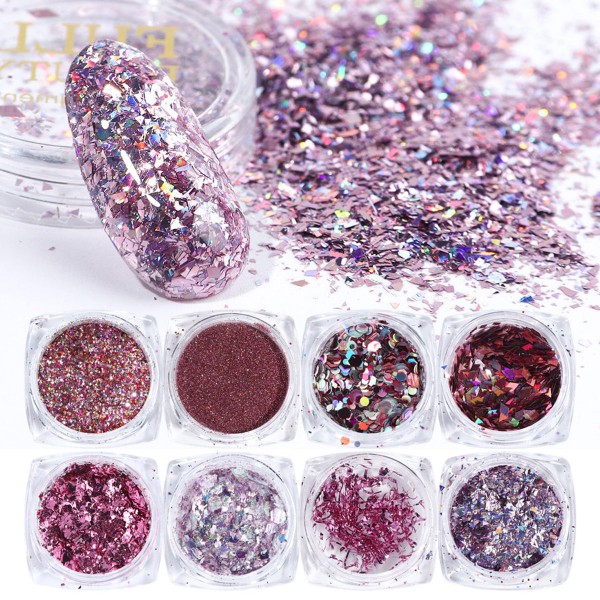 8er Holo Glitter Mix Pink