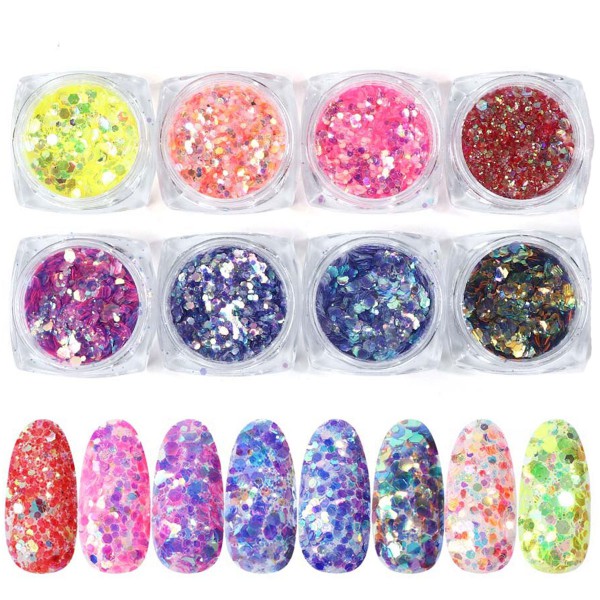 8er Glitter Mix Neon bunt