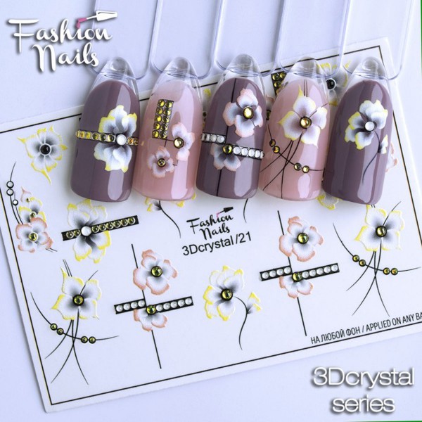 3D Crystal Nail Slider Strass Blumen Frühling