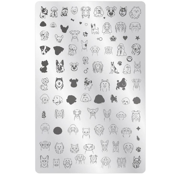 XXL Stamping Schablone Hunde Motive für Naildesign